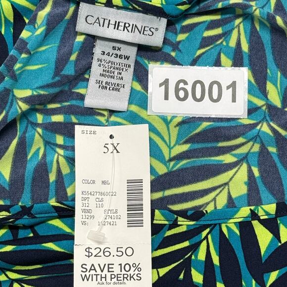 Catherines Top Womens‎ 5X-34/36W Green Yellow Tank Floral Tropical Beachy NWT - Picture 8 of 8